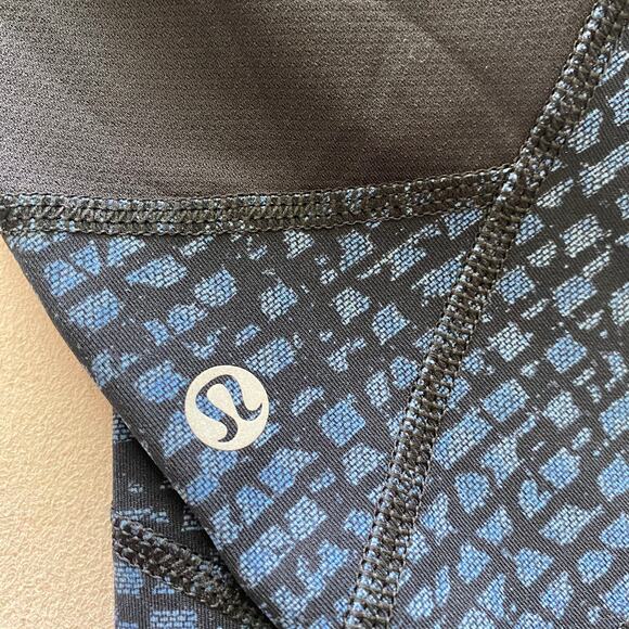 Lululemon Shatter Weave Mesh Pace Rival Crop Leggings Size 4 EUC Blue Black - Picture 6 of 10